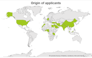 Map of origins of applicants in SES